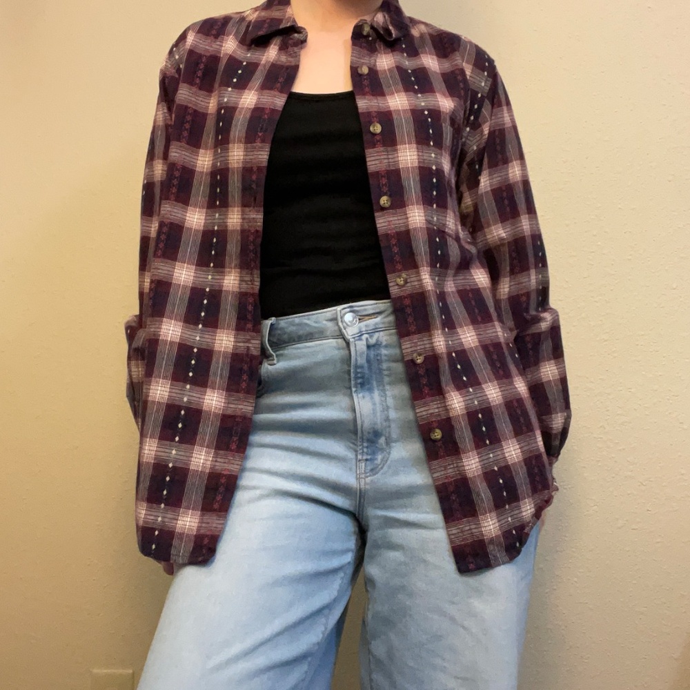 Vintage 90's Classic Elements Red & Blue Plaid Button Down Flannel